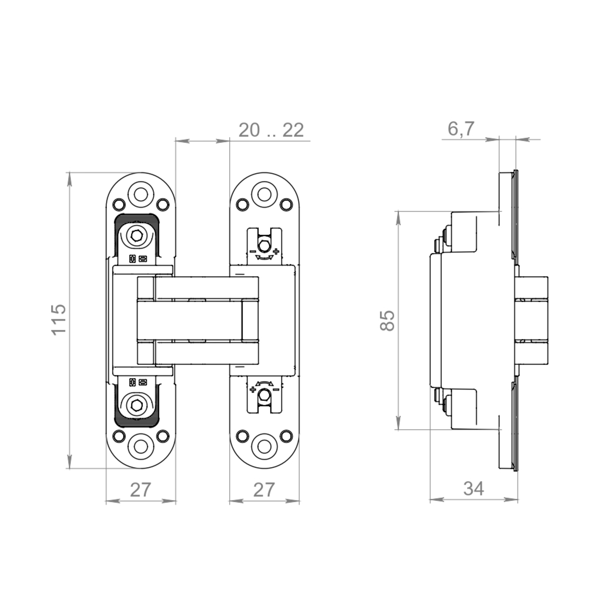 Петля скрытой установки U3D4100.VPG SC мат. хром TECH