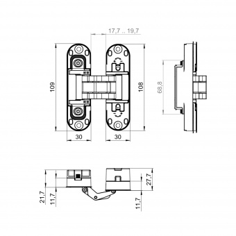 Петля скрытой установки U3D2002.TG FSG/2 флор.золото TECH