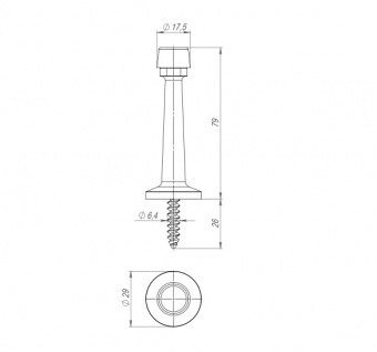 Упор дверной настенный STOPPER/15 (DS-15) AB бронза