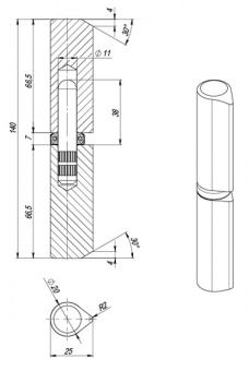 Петля приварная D20x140S (с фаской)